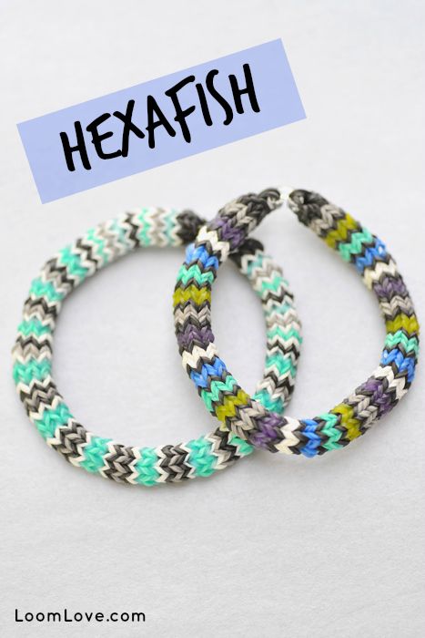 How to Make a Rainbow Loom Hexafish Bracelet #rainbowloom Hexafish Rainbow Loom Tutorial, Rubberband Bracelets, Loom Bracelets Tutorial, Rubber Band, Wonder Loom, Loom Bands Tutorial, Loom Love, Fun Loom, Loom Band Bracelets