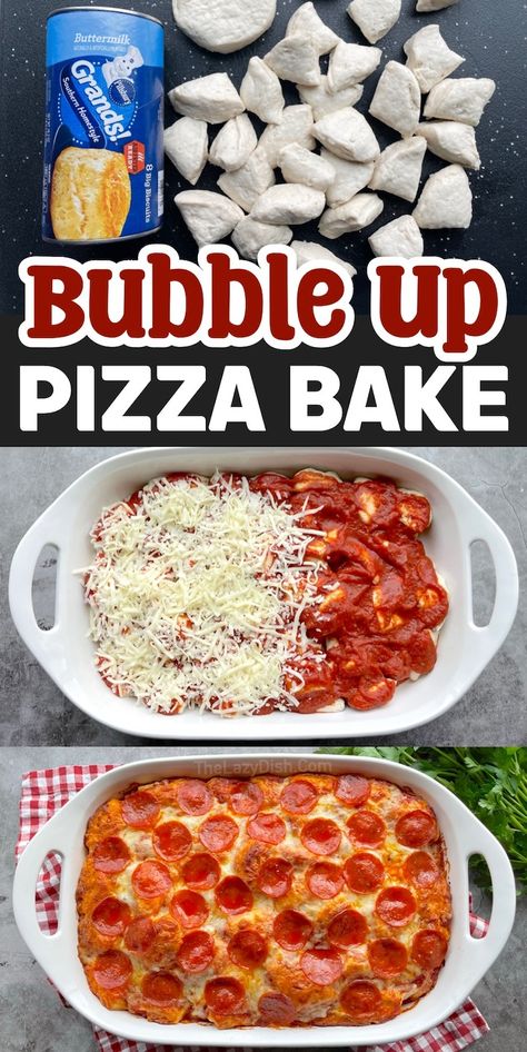 Bubble Up Biscuit Pizza Casserole Bubble Pizza, Bubble Up Pizza, Pizza Dinner, Fast Dinner Recipes, Pizza Casserole, Bubble Up, Pizza Recipes Homemade, Fast Dinners, Cheap Dinners