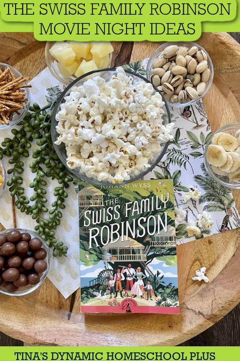 The Swiss Family Robinson Fun and Easy Movie Night Ideas. When you get to the end of The Swiss Family Robinson book itself, or to the end of the unit celebrate by having a movie night. Also, you’ll love more ideas on my post Swiss Family Robinson Unit Study. You could even stay in your pajamas and spend the entire day immersing yourself in a themed sit down meal, or just make up a tray of treats inspired by their adventures. Children develop opinions to compare and contrast. Swiss Family Robinson Book, Family Movie Night Themes, The Swiss Family Robinson, Movie Night Theme, Movie Night Ideas, Movie Night Food, Making Jerky, Mango Smoothie Recipes, Swiss Family Robinson