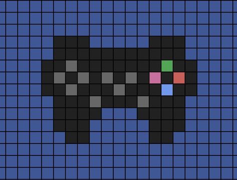 A pixel art template of the original, classic dual shock controllers (from PS1, PS2 & PS3 - excluding the first ever).

This template is 100% made by me (RainyStingRay Games). Partly seen in my P S 1 tutorial and on the upcoming (18th March 2022) P S 2 video. All sourced in YouTube. Perler Bead Video Game Controllers, Controller Pixel Art, Video Game Pixel Art, Hama Art, Colorwork Chart, Pixel Beads, Tiny Cross Stitch, Easy Pixel Art, Pixel Drawing