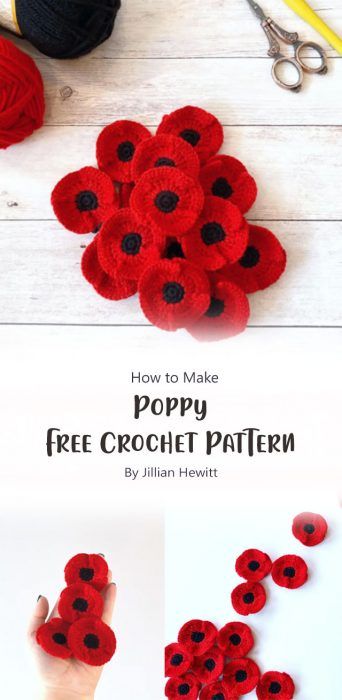 Knitted Poppy Free Pattern, Crochet Poppy Free Pattern, Knitted Poppies, Christmas Knitting Projects, Crochet Poppy, Crochet Flower Headbands, Remembrance Day Poppy, Crochet Flowers Free Pattern, Easy Crochet Patterns Free