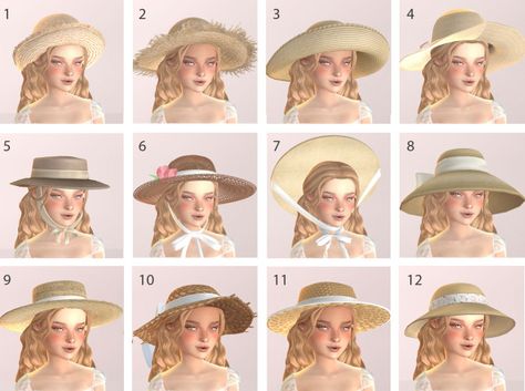 Sims 4 Sun Hat Cc, Sims 4 Sun Hat, Sims 4 Cc Western Clothes, Sims Cottage Core Cc, Maxis Match Hats, Sims 4 Daisy Cc, Sims 4 Cottagecore Cc Clothes, Sims 4 Cc Accessories Hats Maxis Match, Sims 4 Cc Hats Accessories