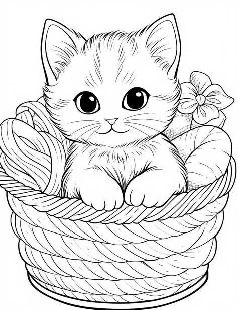 Kittens Coloring, Lion Coloring Pages, Cat Coloring, Batman Wallpaper, Cat Coloring Page, Adorable Kitten, Cartoon Coloring Pages, Easy Coloring Pages, Art Drawings For Kids