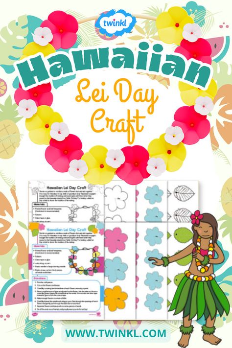 Hawaiian Lei Day Craft Lei Day, Lei Making, Hawaiian Crafts, New Years Traditions, Hawaiian Lei, Hawaiian Art, Craft Activity, Kids' Crafts, Flower Garlands