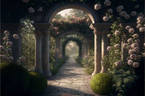 Garden Fantasy Aesthetic, Fantasy Castle Aesthetic, Once Upon A Broken, Heart Aesthetic, Fantasy Garden, Fantasy Rooms, Digital Designer, Castles Interior, Castle Garden