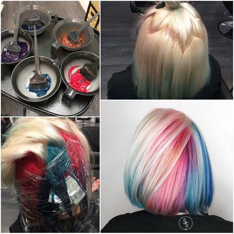 Pinwheel Hair Color, Hair Color Placement, Peekaboo Hair Colors, Underlights Hair, Peekaboo Hair, Vivid Hair Color, Creative Hair Color, Hair Techniques, Hair Color Techniques