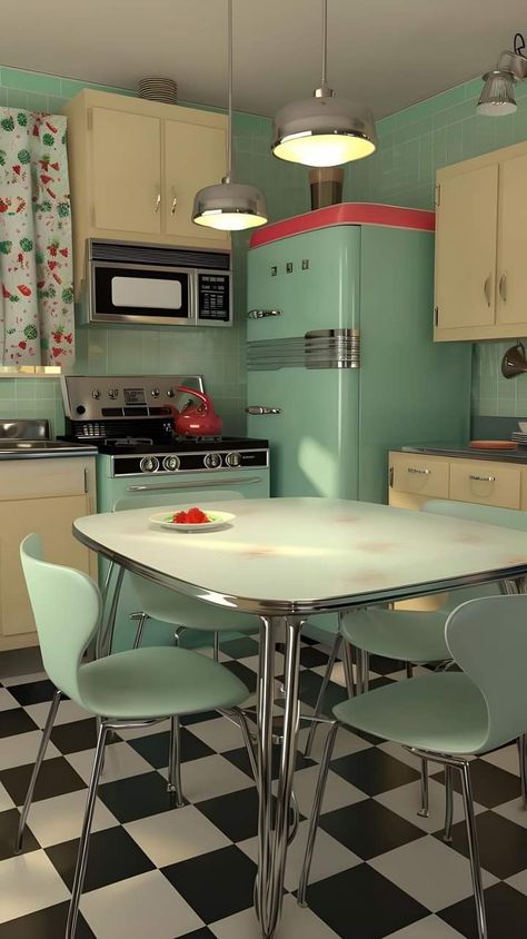 1950 Home Decor Interior Design, 50s Retro Kitchen, Vintage Appliances Kitchen, 50s Appliances, 1950s Appliances, 50s House Interior, 50s Suburbia, 1950s Aesthetic Home, Retro Home Decor 1950s