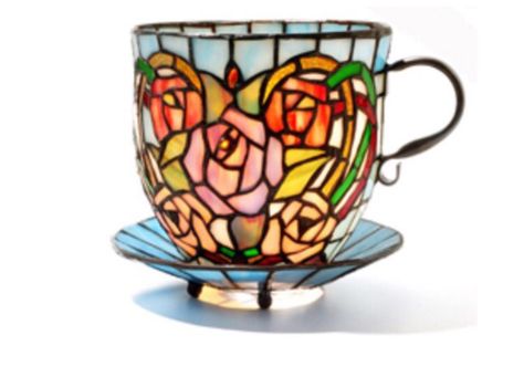 Teacup Light Tiffany Glass Art, Simple Lamp, Glass Tea Cups, Tiffany Glass, Stained Glass Lamps, Stained Glass Projects, Accent Lamp, Tiffany Style, Stained Glass Patterns