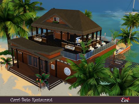 evi's Carri-Beto Restaurant Caribbean Luxury, Sims 4 Downloads, Lit Wallpaper, Under The Moon, Island Living, Romantic Garden, Beach Umbrella, By The Beach, City Living