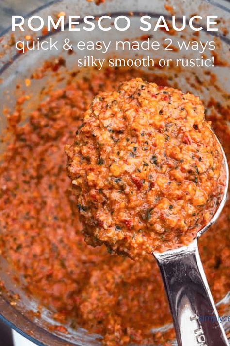 Romanesco Recipes Sauces, Vegan Sauce Recipes, Romesco Sauce Recipe, Romesco Sauce, Rainbow Salad, Baked Veggies, Vegan Sauces, Vinaigrette Recipes, Pasta Sauces