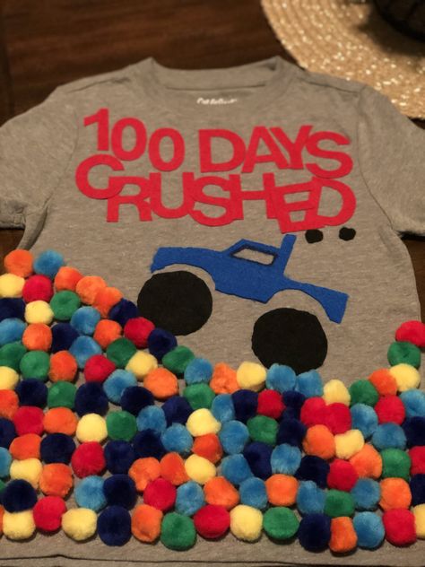 100 Day of School (Monster Truck Shirt) School Shirt Ideas, 100 Days Of School Ideas, 100 Days Of School Project Kindergartens, 100 Day Project Ideas, 100 Day Shirt Ideas, 100days Of School Shirt, 100 Días De Clases, 100th Day Of School Crafts, 100 Day Of School Project