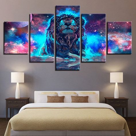 Nebula Lion Canvas Home Decor, Galaxy Lion Constellation Wall Art Poster, Lions Poster, Handmade Gif Blue Decorations, Blue Wall Clocks, Egyptian Blue, Pillows Blue, Wall Decor Blue, Lion Wall Art, Blue Periwinkle, Blue Wall Decor, Blue Electric