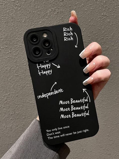 Letter Graphic Phone Case | SHEIN USA Iphone Flip Case, Iphone Flip, Moody Quotes, Diy Phone Case Design, Creative Iphone Case, Mobile Cover, Apple Phone Case, Study Motivation Quotes, Mobile Covers