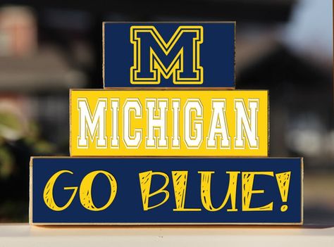 Go Blue Michigan, Michigan Crafts, Michigan Decor, Michigan Go Blue, Blue College, University Of Michigan Wolverines, Maize And Blue, Michigan Wolverines Football, Michigan Sports