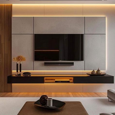 Tv Unit Design | Interior Design Ideas ✨️ . . . . . . #trendingpost #explorepage✨ #lightingdecor #explorepost #tvwalldesign #tvunit #interiors #livingroomdesign #trendingdesign #tvunitdesign #sethiglassplywood #homedecor #tvunitdesign #interiordecor #interiordesign #luxurylifestyle #tvcabinetdesign #adventuretravel #healthylifestyletips #makeupbyme #hairstyleideas #actorslifestyle Tv Modular Design, Modern Tv Unit Designs For Bedroom, Backdrop Tv Luxury, Tv Panel Design Modern Living Room, Modular Tv Unit, Pallet Furniture Outdoor Couch, Lcd Unit Design, Tv Unit With Storage, Bedroom Tv Unit Design