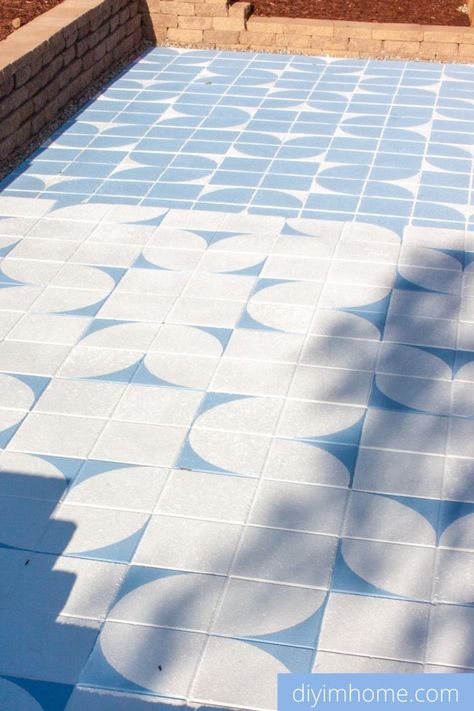 Painted Patio Tiles, Outdoor Tile Pattern, Paint Outdoor Tile, Painting Outdoor Tile, Paint Porch Floor, Painted Patio Pavers, Diy Outdoor Tile, Painted Patio Slabs Outdoor Spaces, Outdoor Flooring Ideas Cheap