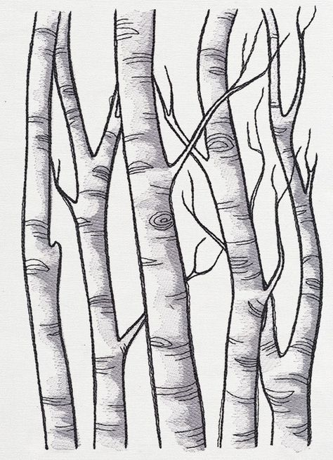 Birch Tree Forest | Urban Threads: Unique and Awesome Embroidery Designs Birch Tree Drawing, Birch Tree Tattoos, Forest Embroidery, Birch Tree Art, Palm Tree Tattoo, Wood Burning Crafts, Urban Threads, Wood Burning Patterns, Trendy Tree