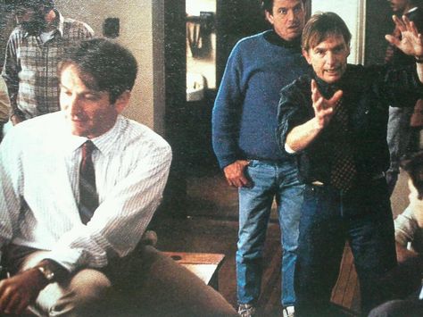 PETER WEIR sets up a shot with ROBIN WILLIAMS on the set of DEAD POETS SOCIETY Society 1989, Peter Weir, Mork & Mindy, Oh Captain My Captain, Christopher Reeve, Captain My Captain, Dead Poets Society, Falling In Love With Him, Robin Williams