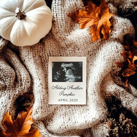 🏆Make your pregnancy announcement for social media fun and modern with this editable template file. It's perfect for sharing on Instagram, Facebook or other Social Media. This rustic baby reveal design is fully customizable in Canva, a free and easy-to-use app available on PC or mobile. WHAT CAN BE PERSONALIZED: 📸 Ultrasound Photo ✏️ All text 📝 Fonts and colours 🔧 Elements you might want to add WHAT IS INCLUDED: 🔗 Link to your template which you can customize immediately after the purchase Little Pumpkin On The Way Gender Reveal, Autumn Baby Announcement, Fall Announcement Pregnancy, Pregnancy Announcement Photos Fall, Pregnancy Announcement November, Fall Pregnancy Announcement Baby #2, Gender Reveal Thanksgiving, Fall Baby Announcement Ideas, October Baby Announcement