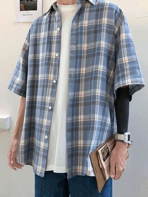 2023 Buy Men's Checkered Print Button Down Shirt under US$20 in Shirts Online Store. Free Shipping with US$69+. Check reviews and buy it today. Style: Casual/Street Color: Blue, Pink Fabric Content: Cotton Blend Fit Type: Regular Neckline: Turndown Collar Sleeve Length: Short Sleeve #backtoschool #backtoschooloutfits #firstdayofschooloutfit #spring #summer #summerstyle #streetstyle #outfits #ootd #trendyoutfits #fashionista #casualoutfits Printed Shirts Men, Spring Outfits Men, Blue Plaid Shirt, Checkered Print, Checker Print, Bodycon Floral Dress, Checkered Shirt, Turndown Collar, Retro 90s