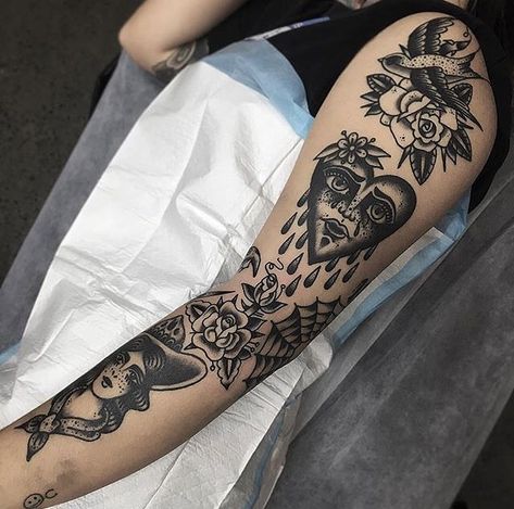 #tattoo by @brock_alan_conry ... ... ... ... #traditional #traditionaltattoo #traditionalartist #oldtattoo #oldschooltattoo #tattooartist… Traditional Tattoo Black And White, Traditional Hand Tattoo, Traditional Tattoo Sleeve, Elbow Tattoos, Bicep Tattoo, Tattoo Traditional, Traditional Tattoo Art, Old Tattoos, Classic Tattoo