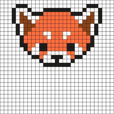 Red Panda Perler Bead Pattern | Bead Sprites | Animals Fuse Bead Patterns Red Panda Pixel Art Grid, Perler Bead Red Panda, Red Panda Cross Stitch Pattern, Red Panda Perler Bead Patterns, Red Panda Pixel Art, Hama Beads Patterns Animals, Red Pixel Art, Hama Beads Animals, Red Panda Pattern