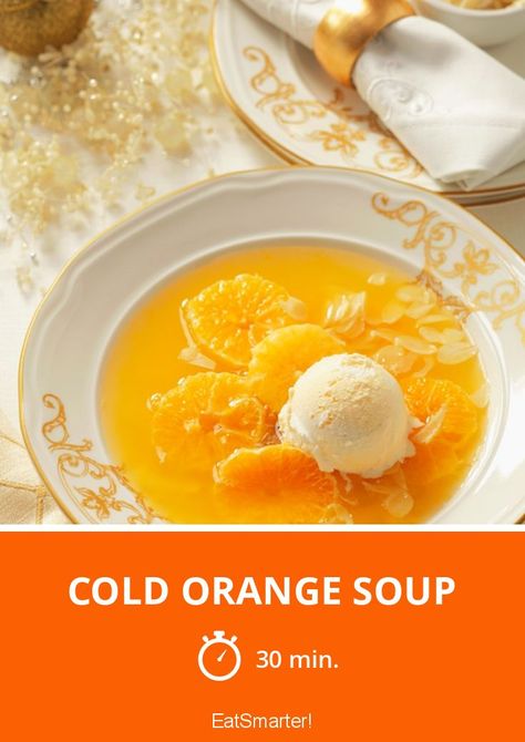 Butternut And Orange Soup, Cold Fruit Soup Recipes, Cold Peach Soup, Oranges With Cloves, Orange Creamsicle Fudge, Unusual Desserts, Soup Christmas, Chilled Soups, Orange Soup