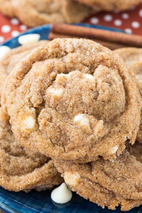 Pumpkin White Chocolate Snickerdoodles - this easy cookie recipe starts with a QUICK BREAD mix if you can believe it! These are the BEST pumpkin snickerdoodles ever! Pumpkin Rocks, Pumpkin Bread Mix, Pumpkin White Chocolate, Chocolate Snickerdoodles, Pumpkin Snickerdoodles, Crazy For Crust, Jo Loves, Snickerdoodle Recipe, Fall Foods