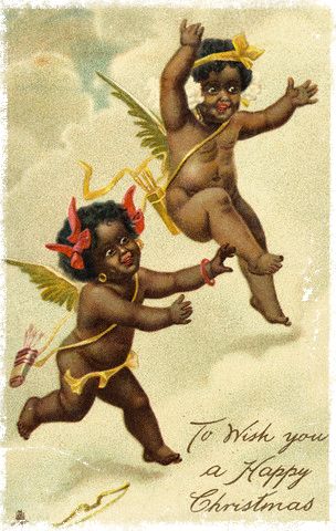 African American Christian Christmas Cards | Date Card Created November 05 2013 - 1:38:41 AM Cherub Illustration, Black Cherub, African American Illustration, Cupid Drawing, Postcard Album, African American Holidays, African Christmas, American Greetings Cards, Antique Postcards