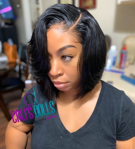 Curly Quick Weaves For Black Women, Quick Weave Bobs For Black Women Side Part, Bob Quick Weave With Closure, Bob With Closure Sew In, Closure Bob Quick Weave Middle Part, Quickweave Bob With Closure Side Part, Duby Hairstyles Weaving Bob, Sew In Bob Hairstyles With Closure, Sew In Bob With Closure