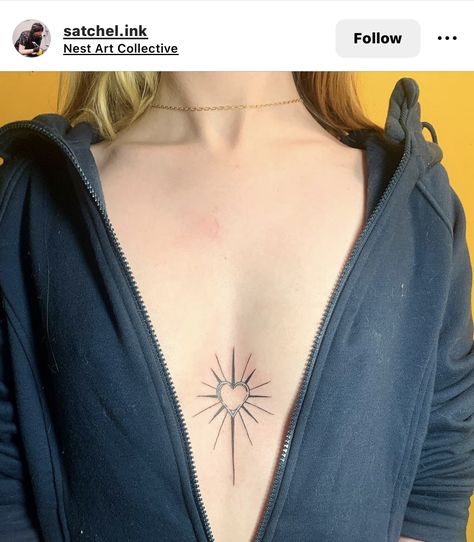 Unique Sternum Tattoo, Small Sternum Tattoo, Sternum Tattoo Women, Sternum Tattoos For Women, Underboob Tattoos, Inspo Tattoo, Small Star Tattoos, Abstract Tattoo Ideas, Small Chest Tattoos