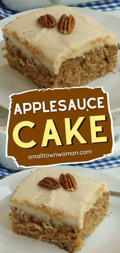 Cake With Pecans, Applesauce Cake Recipe, Applesauce Spice Cake, Cinnamon Cream Cheese, Applesauce Cake, Fall Crochet, Fall Crochet Patterns, Apple Dessert Recipes, Apple Cake Recipes