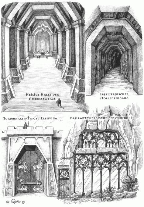 Fortress Concept Art, Houses Drawing, Rabbit Houses, Dwarven City, Dungeon Maps, Fantasy Races, Fantasy City, Fantasy Castle, Fantasy Map