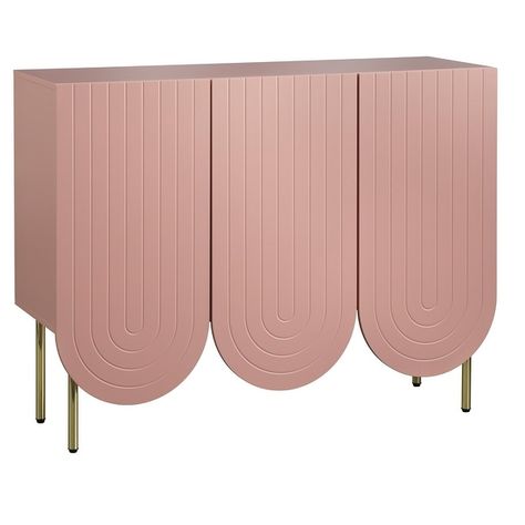 Pink Accent Furniture, Sideboard Pink, Pink And Gold Salon, Pink Midcentury Modern, Mid Century Glam, Diamond Theme, Mid Century Modern Sideboard, Glam Design, Mid Century Modern Interior Design