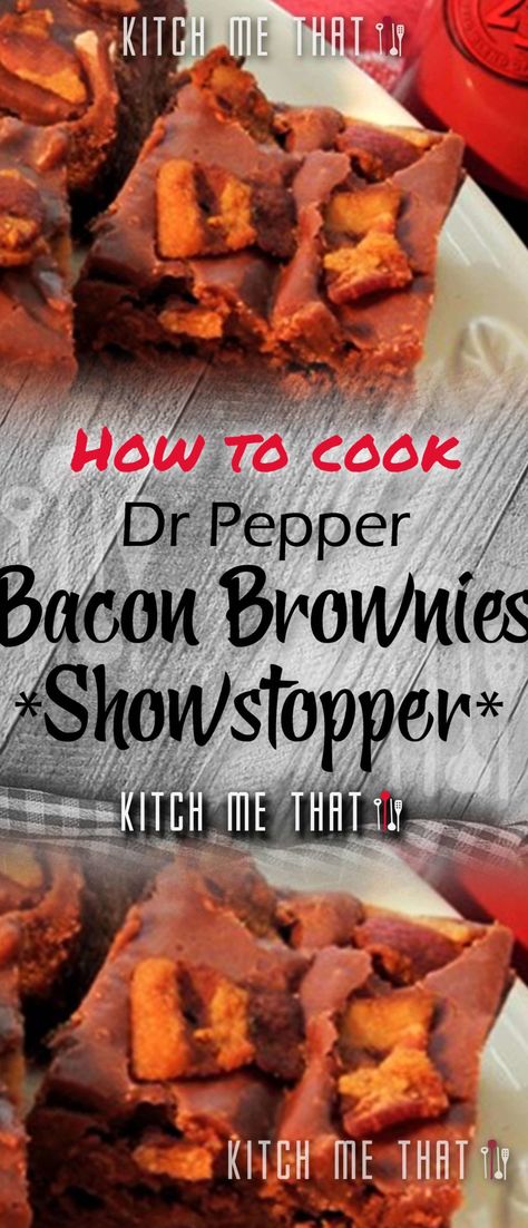 Bacon, Brownies Dr Pepper Fudge, Dr Pepper Recipes, Dr Pepper Brownies, Bacon Twist, Bacon Brownies, Cook Desserts, Pepper Bacon, Slow Cooker Appetizers, Brownie Desserts Recipes