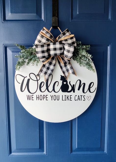 Excited to share the latest addition to my #etsy shop: Front Door Decor | Welcome Hope you Like Cats Sign | Cat Wreath | Welcome Door Hanger | Housewarming Gift | Home Decor https://etsy.me/3F44wb4 Welcome Hope You Like Cats, Welcomish Door Hanger, Spring Welcome Sign Front Door, Cat Signs Wooden, Cat Door Hanger, Cat Wreath, Cat Sign, Welcome Signs Front Door, Welcome Door Hanger