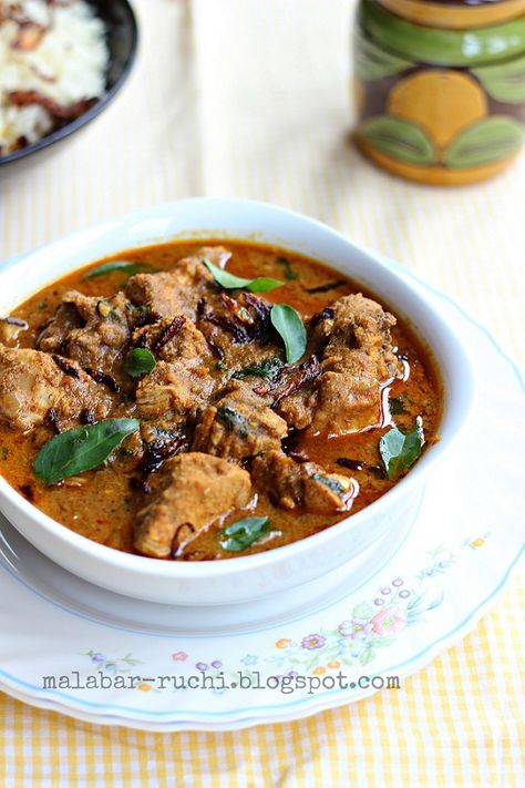 RUCHI: Kerala style varutharacha chicken curry Kerala Food, Indian Chicken, Curry Chicken Recipes, Grated Coconut, Chicken Curry, Marinated Chicken, Butter Chicken, Curry Chicken, Curry Recipes