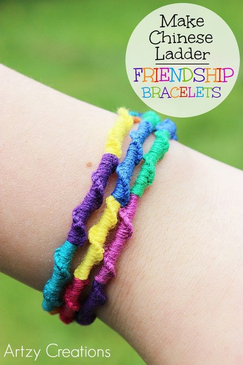 Chinese-Ladder-Friendship-Bracelets 6-Artzy Creations Ladder Friendship Bracelet, Chinese Staircase, Diy Crafts For Teens, Embroidery Bracelets, Friendship Bracelets Tutorial, Friendship Bracelets Designs, Bracelets Design, Pulseras Diy