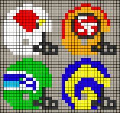 Football Cross, Graph Crochet, Fuse Bead Patterns, Easy Pixel Art, Beads Designs, Nfl Teams Logos, Minecraft Crafts, Origami Stars, Perler Beads Designs