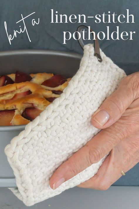 Enjoy this free knit potholder pattern that uses the linen stitch for its lovely, woven-look and flat design. Add a faux leather hook to make it more useful and charming. Nab the free printable. https://nourishandnestle.com/knit-potholder-pattern-using-the-linen-stitch/ Knitted Pot Holders Free Pattern, Knit Hot Pads Free Pattern, Knitted Pot Holders, Knit Potholders, Knit Linen Stitch, Potholder Patterns Free, Knitted Washcloths, Dishcloth Knitting Patterns, Washcloth Pattern