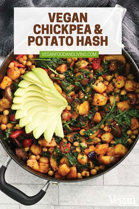 Vegan Chickpea & Potato Hash Chickpea Potato, Potatoes Mushrooms, Potato Breakfast, Hash Recipe, Vegan Chickpea, Vegan Chef, Breakfast Hash, Vegan Breakfasts, Potato Hash