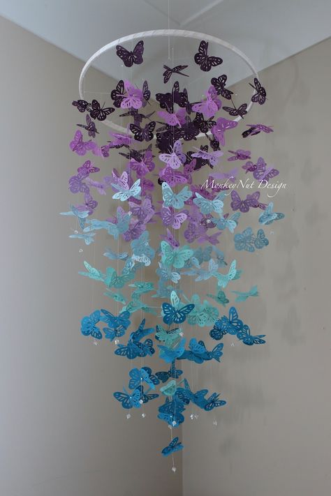 Purple Butterfly mobile/Teal butterfly mobile/turquoise/Sea | Etsy Purple Girls Room, Butterfly Room Decor, Butterfly Bedroom, Butterfly Chandeliers, Purple Room Decor, Mobiles For Kids, Butterfly Room, Teal Butterfly, Purple Bedrooms