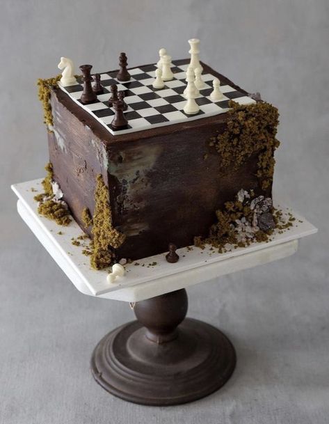 Chess Birthday Party Ideas, Edible Moss, Australia Cake, Birthday Drip Cake, Chess Cake, Moss Rocks, Extreme Cakes, Rodjendanske Torte, Ocean Cakes