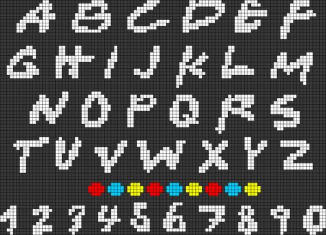 Friends Alpha Pattern, Pixel Art Letters, Pixel Letters, Quilt Letters, Easy Perler Bead Patterns, Font Letters, Crochet Classes, Cross Stitch Fonts, Crochet Sweater Pattern Free