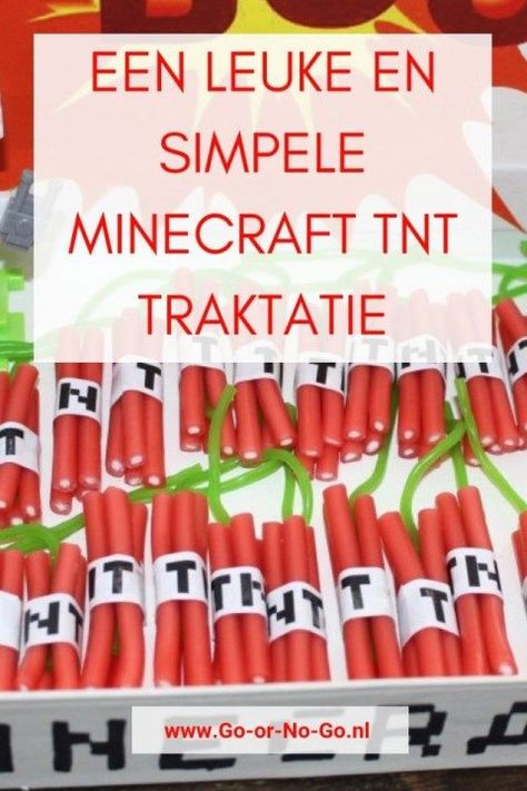 Wil jouw zoon of dochter een stoere Minecraft traktatie? Het spel Minecraft staat bekend om de TNT staven. Daarom maakte ik een leuke en simpele Minecraft TNT traktatie voor op school in de klas. - Go or No Go - #minecraft Healthy Birthday Snacks, Minecraft Valentines, Minecraft Tnt, Tnt Minecraft, Healthy Birthday, Kids Treats, Minecraft Theme, Birthday Snacks, Aniversary Gifts