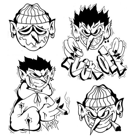 Graffiti Style Art Ideas Drawings, Anti Style Graffiti, Graffiti Style Tattoo, Graffiti Faces, Graffiti Characters Sketches, Graffiti Character, Graffiti Cartoon, Graffiti Doodles, Graffiti Style Art