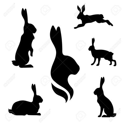 Squirrel Silhouette, Jumping Poses, Rabbit Jumping, Rabbit Hunting, Rabbit Silhouette, Rabbit Vector, Bunny Silhouette, Bunny Tattoos, Rabbit Tattoos