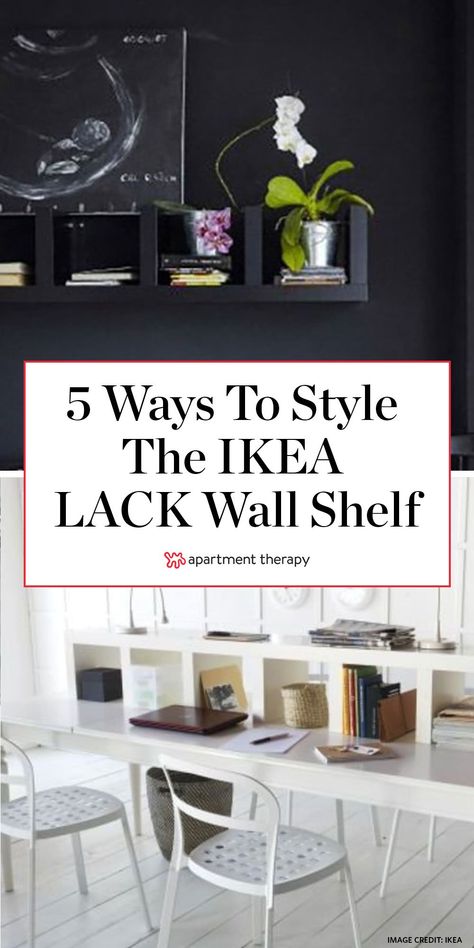 The IKEA LACK wall shelf is a much more versatile piece than you might think. By twisting and turning and stacking it, you can put this $49 shelf to work in your home in myriad ways. #shelfideas #ikeahacks #ikeashelves #shelving #shelfideas #shelvingideas #storageideas #storagetips #smartstorage #diyideas Lack Wall Shelf Unit Ideas, Ikea Lack Shelf Ideas, Shelf Unit Ideas, Ikea Lack Shelf, Ikea Lack Hack, Ikea Lack Wall Shelf, Lack Wall Shelf, Ikea Wall Shelves, Lego Table Ikea