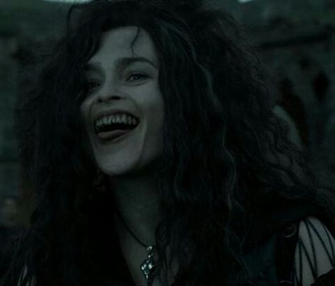 Bellatrix LeStrange.  If my daughter looked like this when she stuck her tongue out in a picture on her Instagram I'd be ok with it :) Bellatrix Lestrange, Harry Potter Characters, Movie Characters, A Woman, Harry Potter, Hair, Black