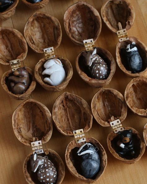 Walnut Art Crafts, Walnut Shell Jewelry, Black Walnut Shell Crafts, Chesnutt Craft, Black Walnut Crafts, Walnut Crafts Diy Projects, Walnut Shell Crafts Ideas, Walnut Shell Craft, Nut Shell Crafts